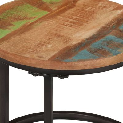 Lounge tafel rond (gerecycled hout style) p/set a3st.