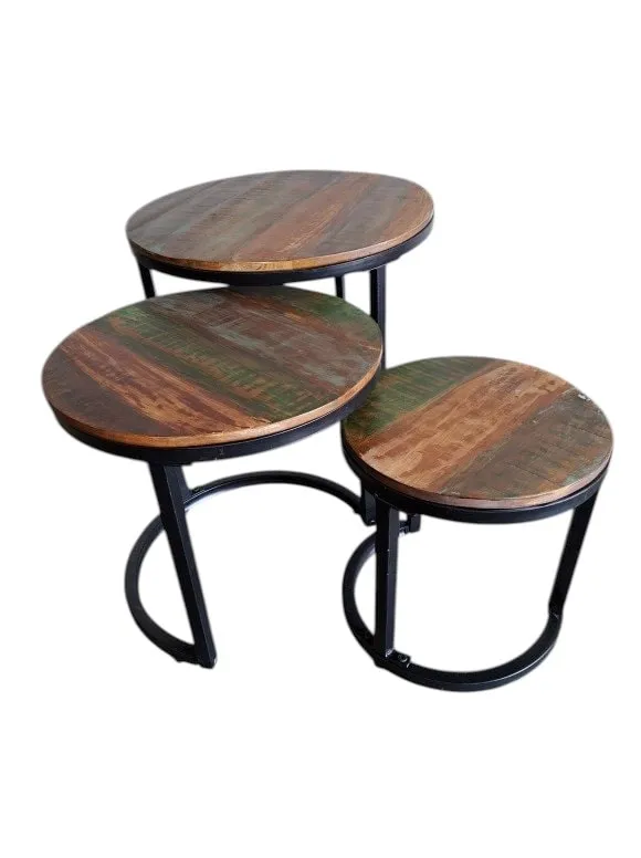 Lounge tafel rond (gerecycled hout style)