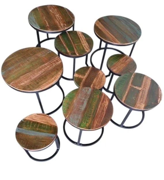 Lounge tafel rond (gerecycled hout style)