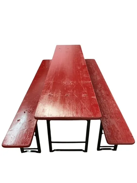 Biertafel set met 2 banken (gekleurd rood)