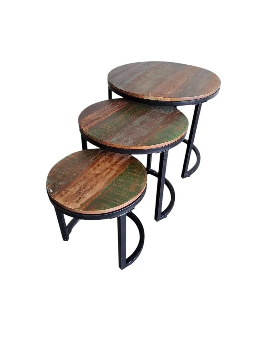 Lounge tafel rond (gerecycled hout style)