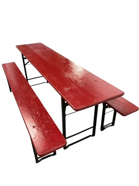 Biertafel set met 2 banken (gekleurd rood)
