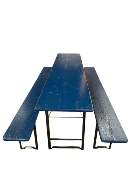 Biertafel set met 2 banken (gekleurd blauw)