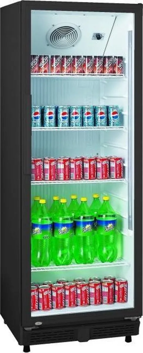 Koelkast 350 liter met glazendeur (zwart)