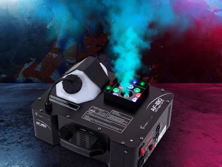 Verticale nevel/rookmachine met LED lichteffect p/st.