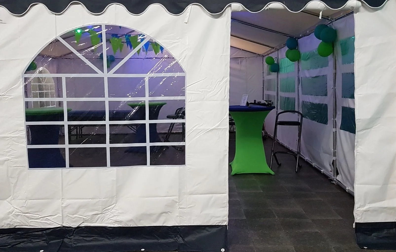 Partytent overkapping 5x6 meter PVC exclusief zijwanden (Door ons opgezet)